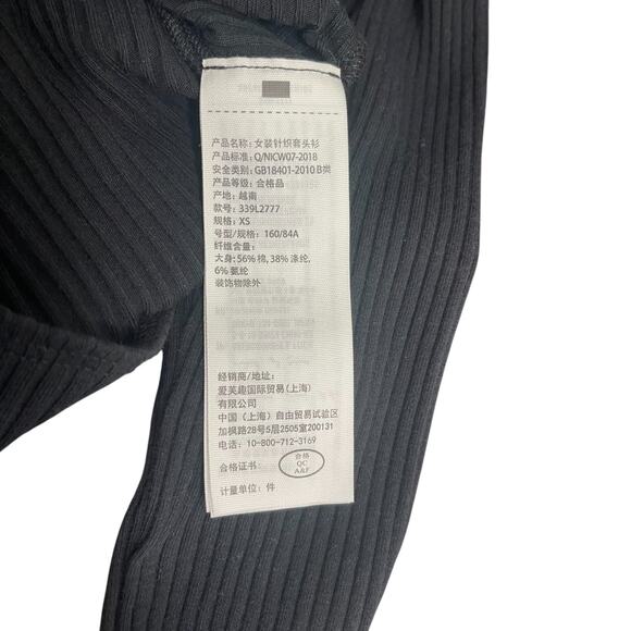 Hollister Black Ribbed Henley Top XS Button A&F Elena Gilbert Bella Y2K Inspire - Picture 6 of 8